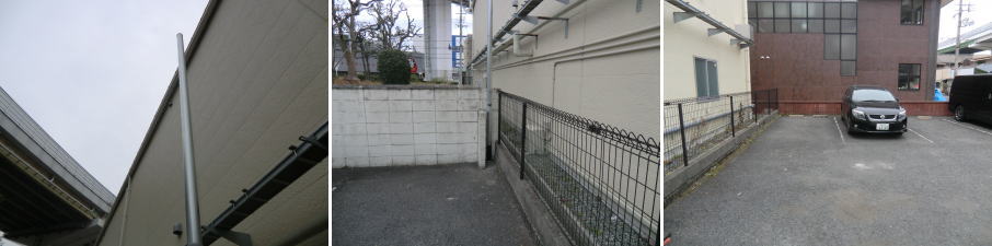 大阪市平野区の会社事務所の駐車場での防犯カメラ設置工事の事例2