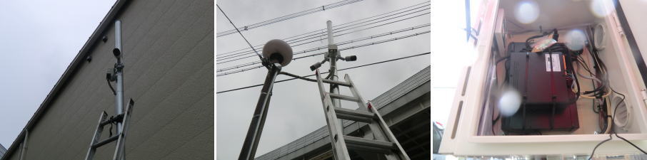 大阪市平野区の会社事務所の駐車場での防犯カメラ設置工事の事例3