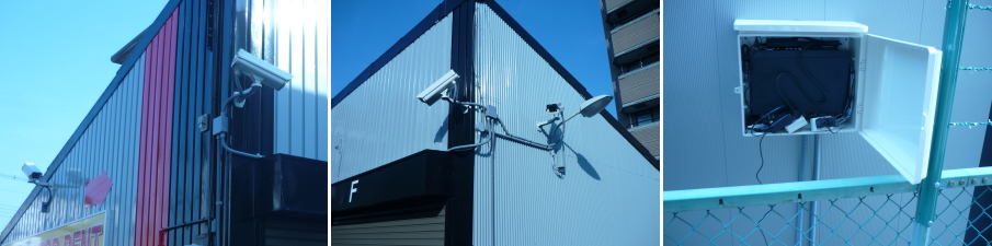 大阪市東住吉区の月極駐車場・シャッターガレージの防犯カメラ設置工事3