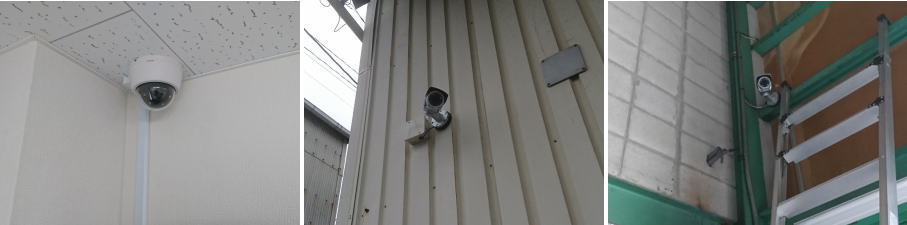 松原市の建設業者の倉庫での防犯カメラ設置工事3
