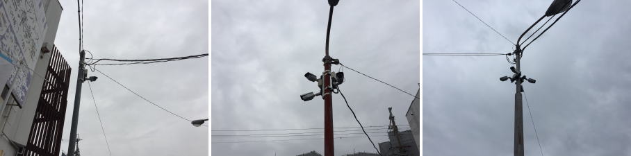 河内長野市の商業施設の駐車場の防犯カメラ設置工事3