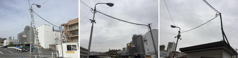 河内長野市の商業施設の駐車場の防犯カメラ設置工事4