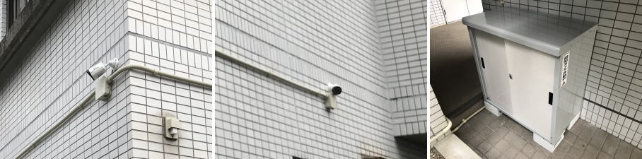 大阪市阿倍野区のマンションでの防犯カメラ設置工事3