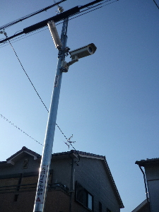 東大阪市の自治会での街頭防犯カメラ設置工事1