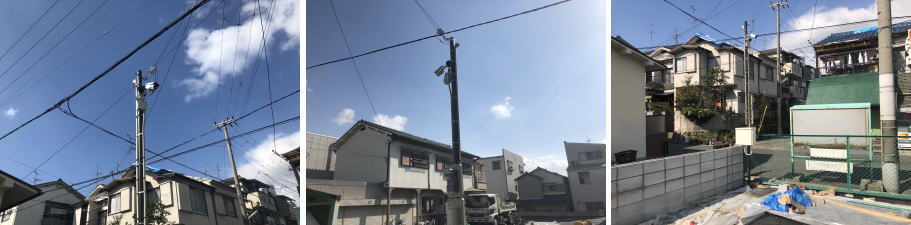 堺市西区の月極駐車場の防犯カメラ設置工事2
